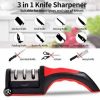 3 in 1 Manual Knife Sharpening Kitchen Accessories Manual Stainless Steel 3 Stage Kitchen Handheld Knife Sharpener