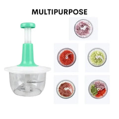 Manual Hand Push Chopper | Multi-functional Vegetable Meat Grinder, Grater, Chopper - 1.5 Liter (Random Color)