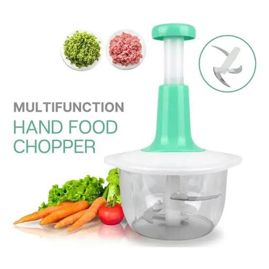 Manual Hand Push Chopper | Multi-functional Vegetable Meat Grinder, Grater, Chopper - 1.5 Liter (Random Color)