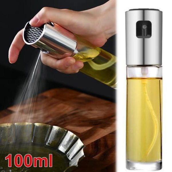 Stainless Steel Oil Spray Glass Bottle Dispenser 100ML