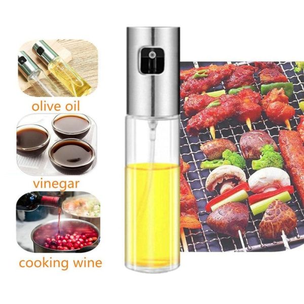 Stainless Steel Oil Spray Glass Bottle Dispenser 100ML