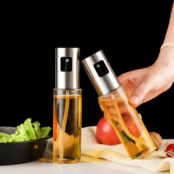 Stainless Steel Oil Spray Glass Bottle Dispenser 100ML