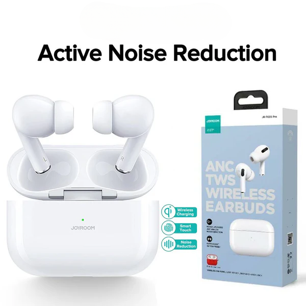 T03s Pro Joyroom Tws Active Noise Cancelling Anc Earbuds | Wireless Earbuds with HiFi Sound and Long Battery Life - White